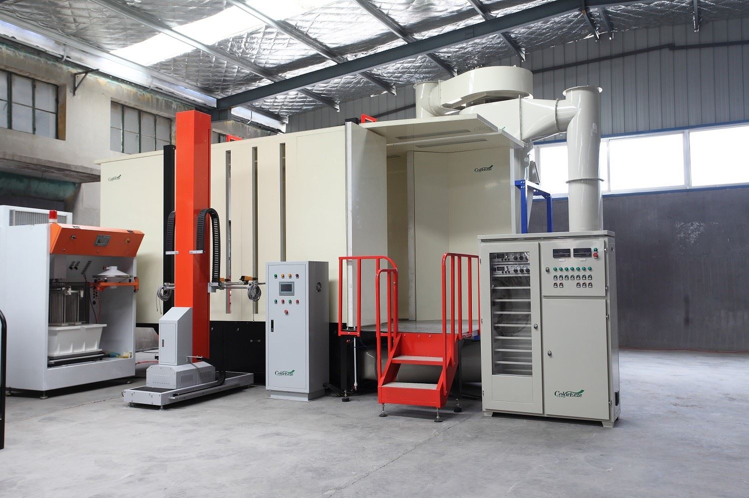 PVC booth with stainless steel big cyclone PVC booth with stainless steel big cyclone